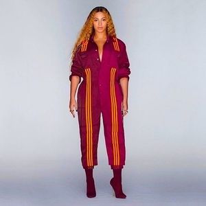 Ivy Park Adidas jumpsuit S utility maroon and solar orange jumpsuit Beyonce